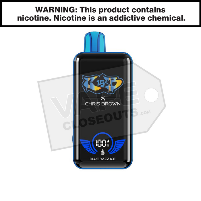 Blue Razz Ice Chris Brown CB15K Disposable Vape Blue Razz Ice Chris Brown CB15K Disposable Vape