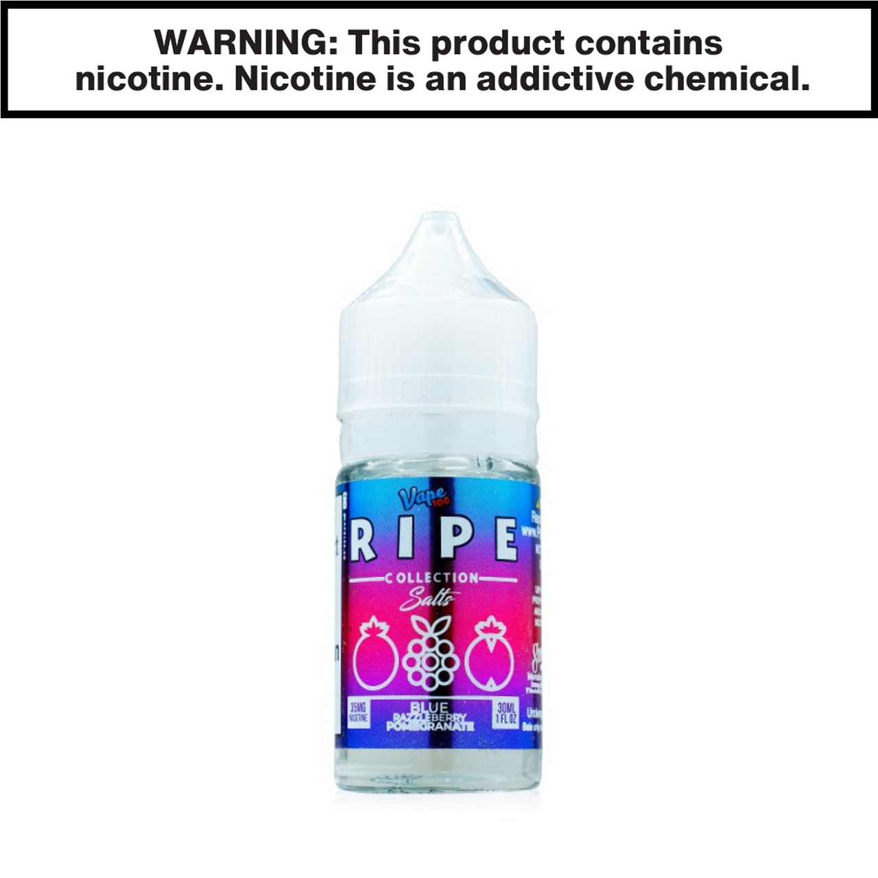 Blue Razzleberry Pomegranate Vape 100 Ripe Ejuice 30mL Salt Nic