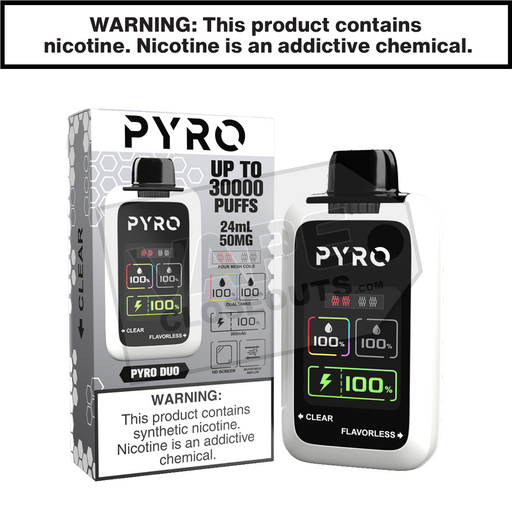  Clear Flavorless pyro duo disposable vape 30000 30k puffs