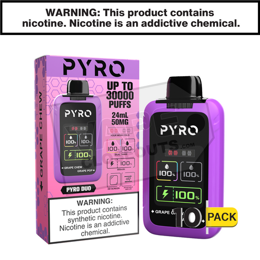 Grape Chew Grape Pop pyro duo disposable vape 30000 30k puffs 10 pack