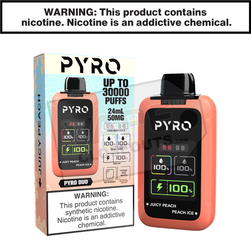 Juicy Peach Peach Ice pyro duo disposable vape 30000 30k puffs