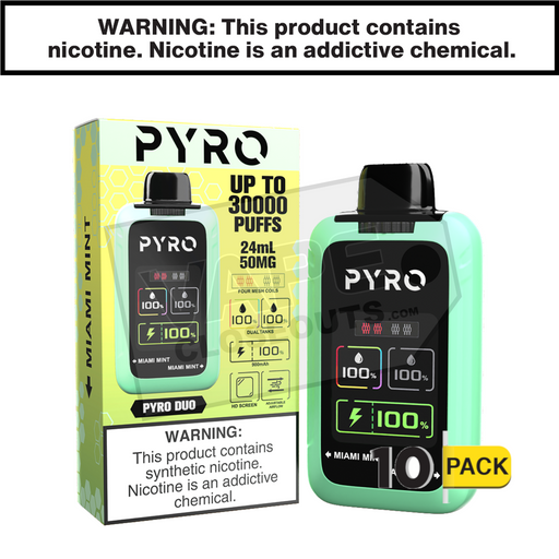    Miami Mint pyro duo disposable vape 30000 30k puffs 10 pack