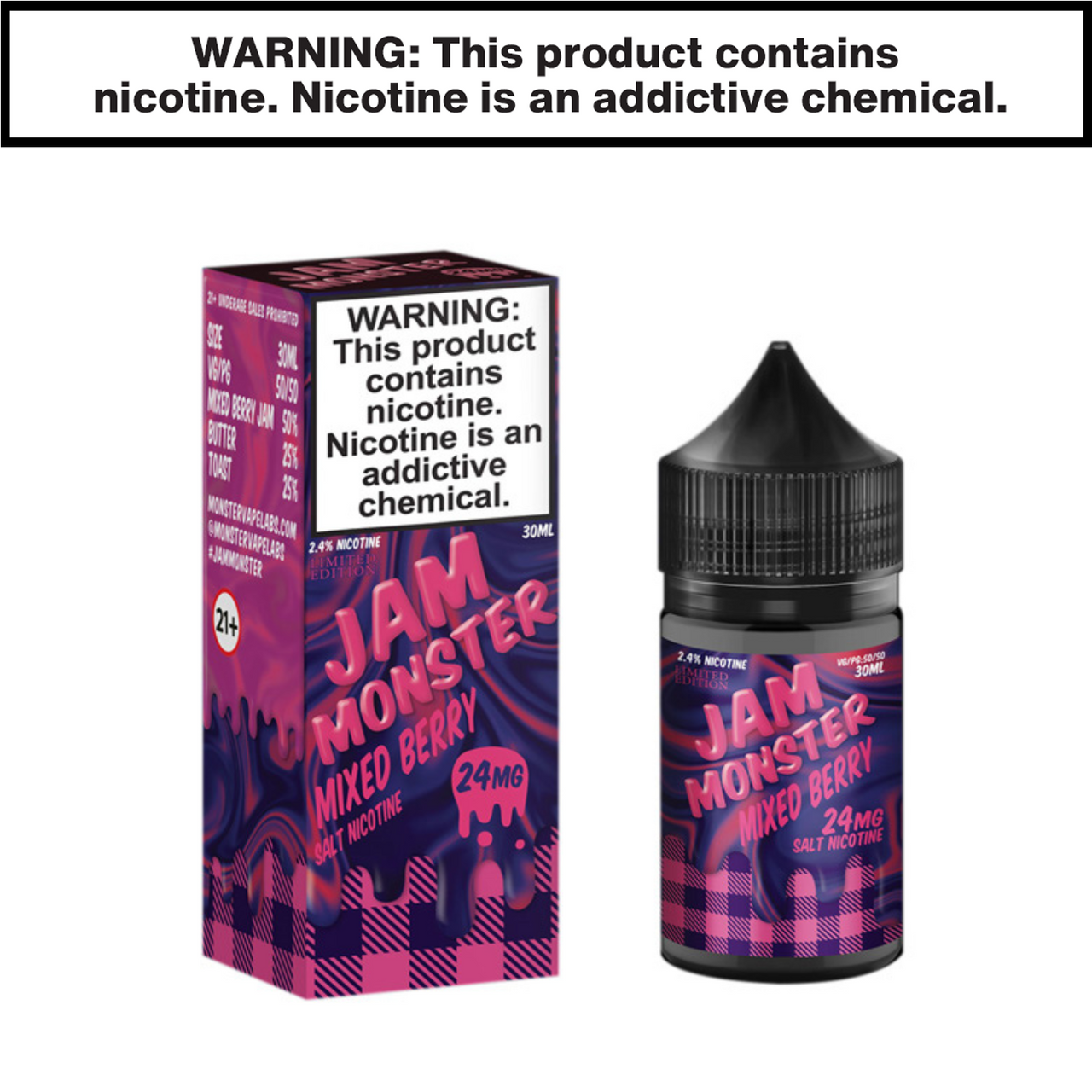 Mixed Berry Jam Monster eJuice 30mL Salt Nic