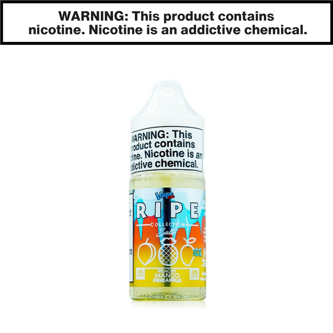 Peachy Mango pineapple Ice Vape 100 Ripe Ejuice 30mL Salt Nic