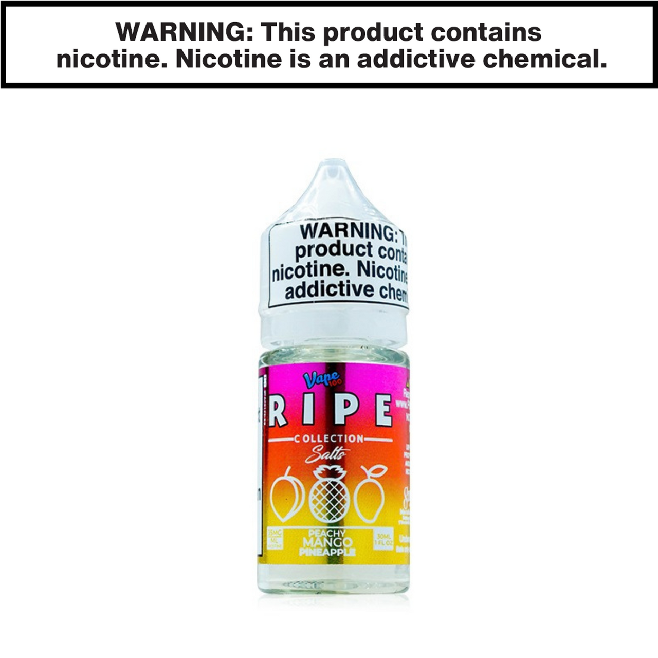 Peachy Mango Pineapple Vape 100 Ripe Ejuice 30mL Salt Nic