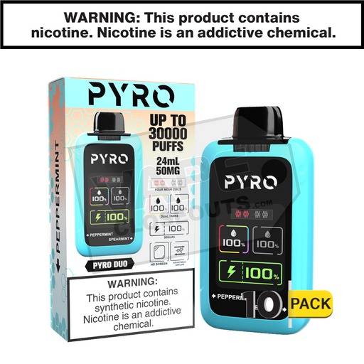 Peppermint Spearmint pyro duo disposable vape 30000 30k puffs 10 pack