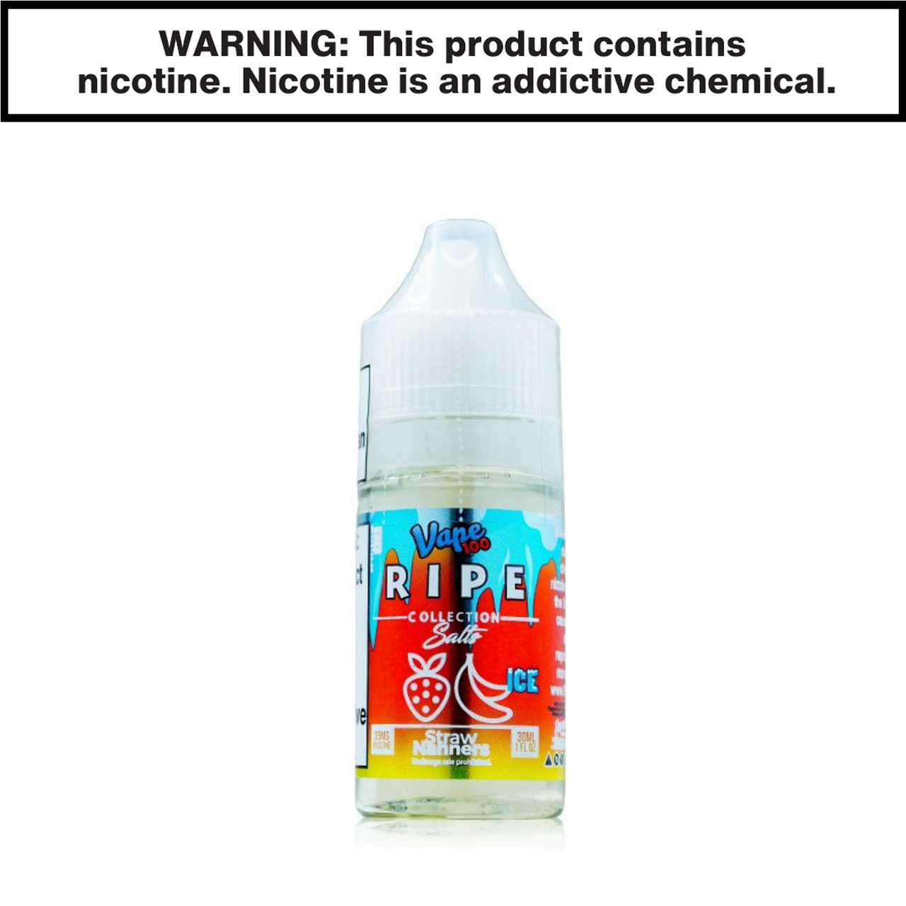 Straw Nanners ice Vape 100 Ripe Ejuice 30mL Salt Nic