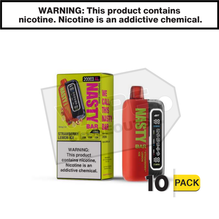 Strawberry Lemon Ice Nasty Bar XL 20K Disposable Vape 10 pack