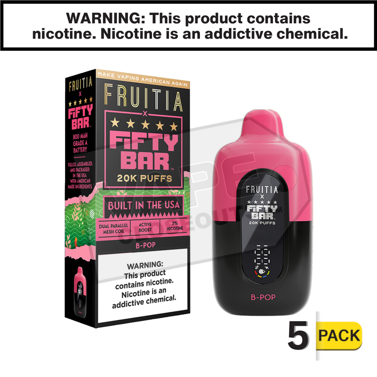 B Pop Fifty Bar Fruitia 20K Disposable Vape