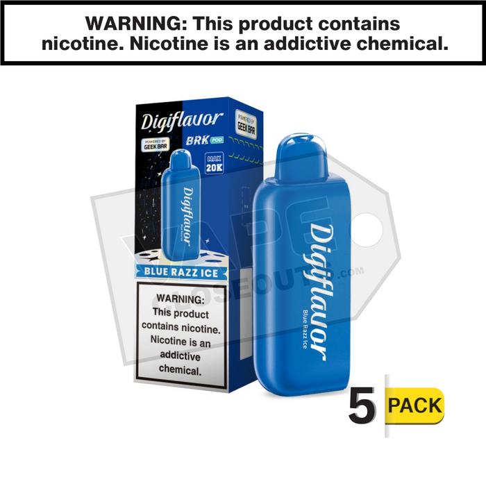 Blue Razz Ice Geek Bar Digiflavor BRK Pod 20K Disposable Vape Blue Razz Ice Geek Bar Digiflavor BRK Pod 20K Disposable Vape
