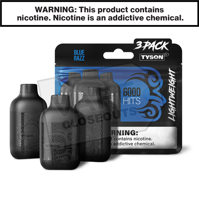 Blue Razz Tyson 2.0 Lightweight 6k Puff Disposable Vape (3-Pack) Blue Razz Tyson 2.0 Lightweight 6k Puff Disposable Vape (3-Pack)