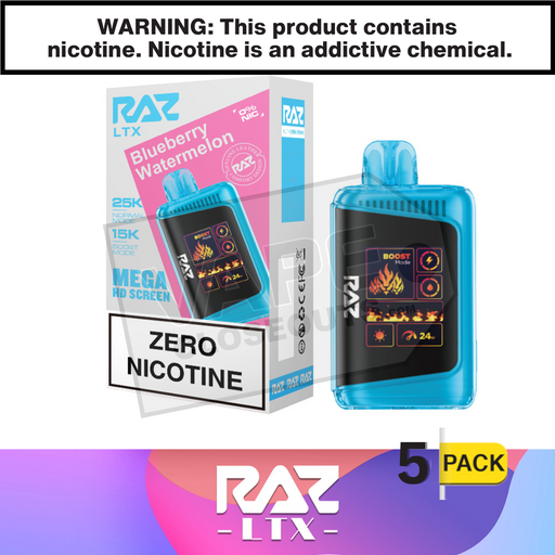 Blueberry Watermelon RAZ LTX 25K Zero Nicotine Disposable Vape 5 pack