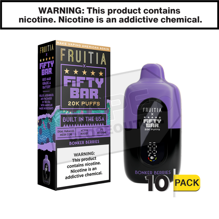 Bonker Berries Fifty Bar Fruitia 20K Disposable Vape Bonker Berries Fifty Bar Fruitia 20K Disposable Vape
