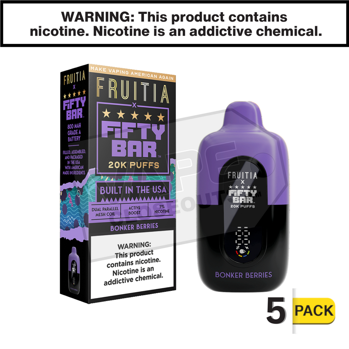 fifty bar vape ingredients Bonker Berries Fruitia 20K Disposable disposable vape bulk buy Color:Vintage Brown vuse starter kit price
