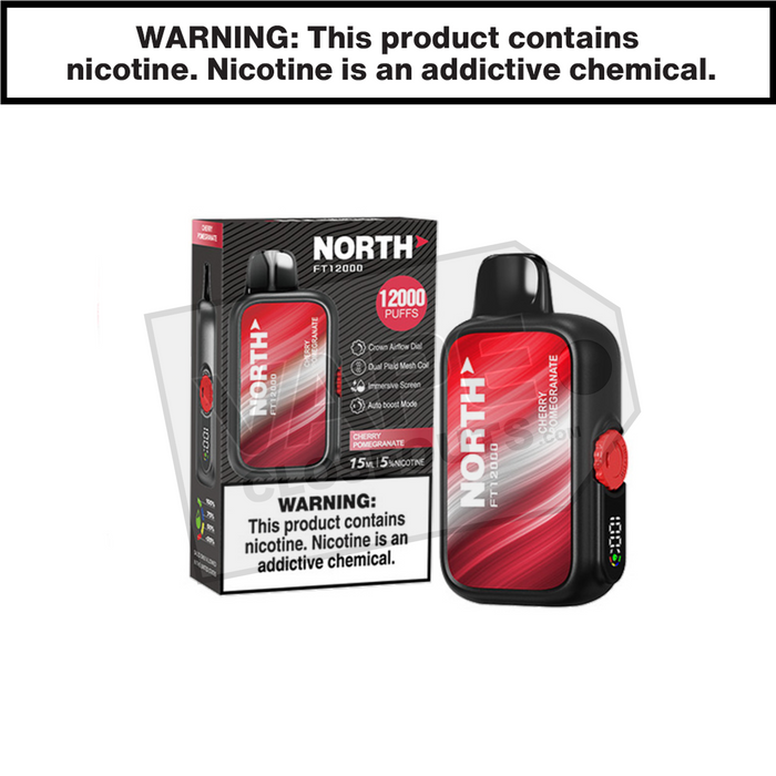 North Vape Flavors 12000 Puffs Cherry Pomegranate North FT12000 Disposable Vape North Vape Flavors 12000 Puffs Cherry Pomegranate North FT12000 Disposable Vape