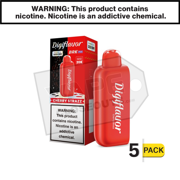 Cherry Strazz Geek Bar DigiFlavor BRK Pod 20K Disposable Vape Cherry Strazz Geek Bar DigiFlavor BRK Pod 20K Disposable Vape