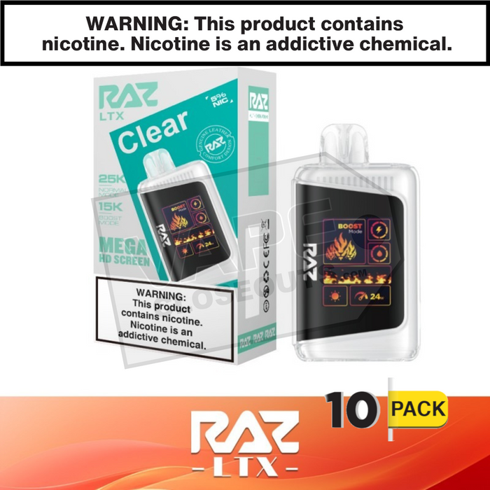 Clear RAZ LTX 25K Disposable Vape 5 Pack