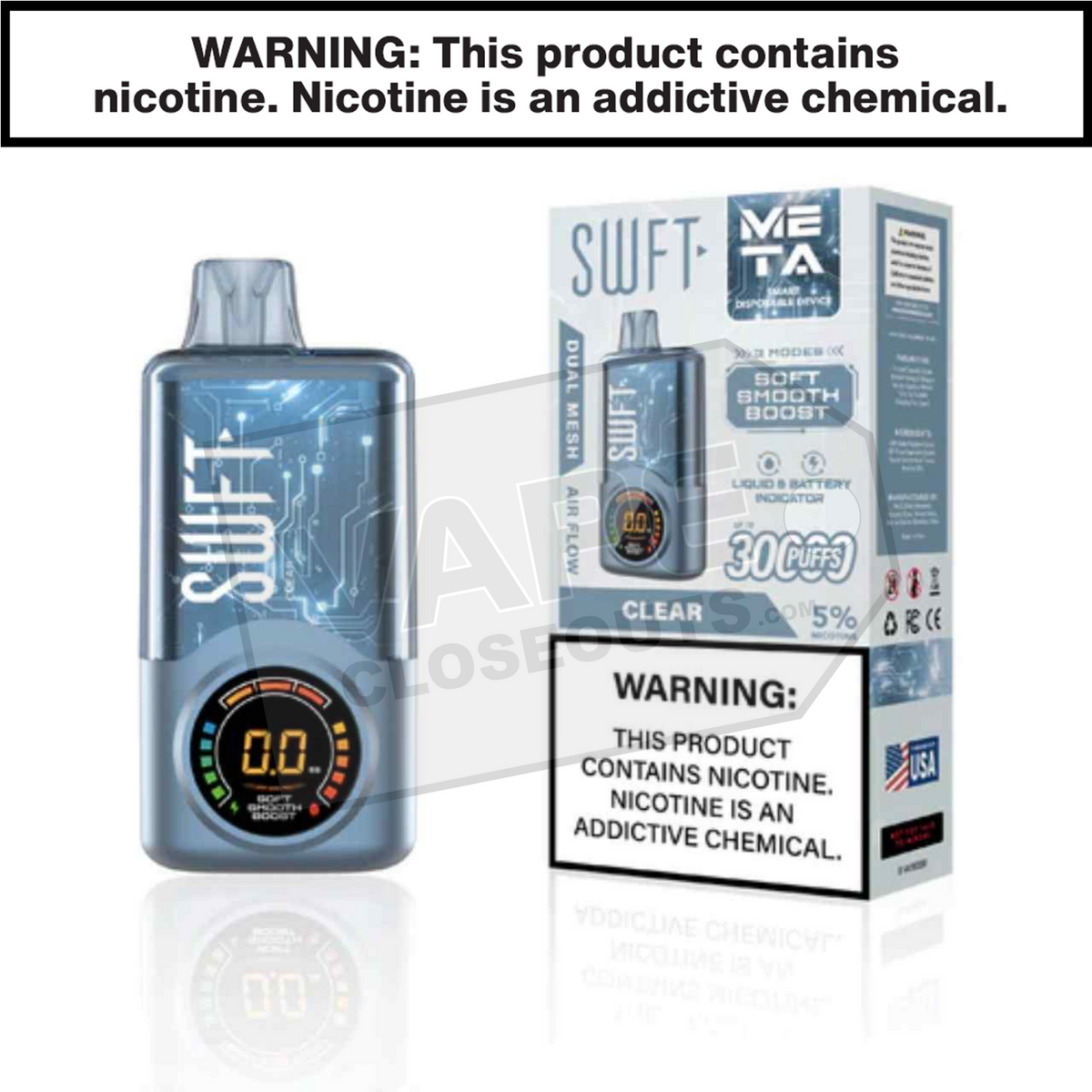 Clear SWFT Meta 30K Disposable Vape Clear SWFT Meta 30K Disposable Vape