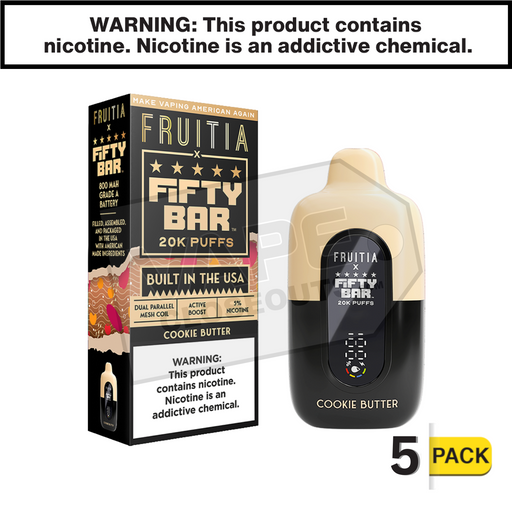 Cookie Butter Fifty Bar Fruitia 20K Disposable Vape
