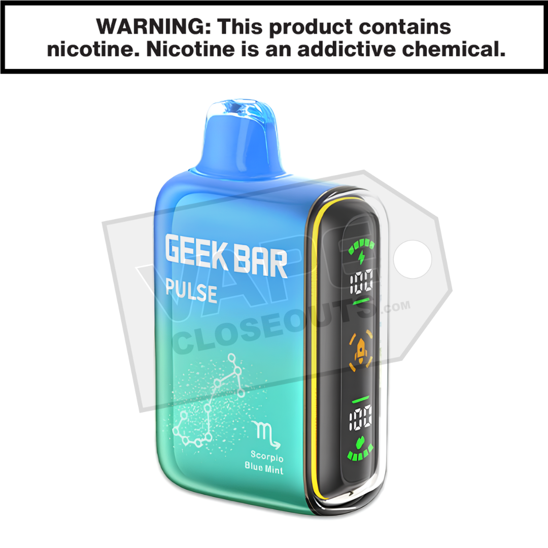 blue green vape Mint Geek Bar Pulse Disposable NO SHIP: SD Choose Flavor:Peach Slush The Perfect Tobacco Pod:
