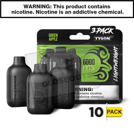 Green Apple Tyson 2.0 Lightweight 6k Puff Disposable Vape (3-Pack)
