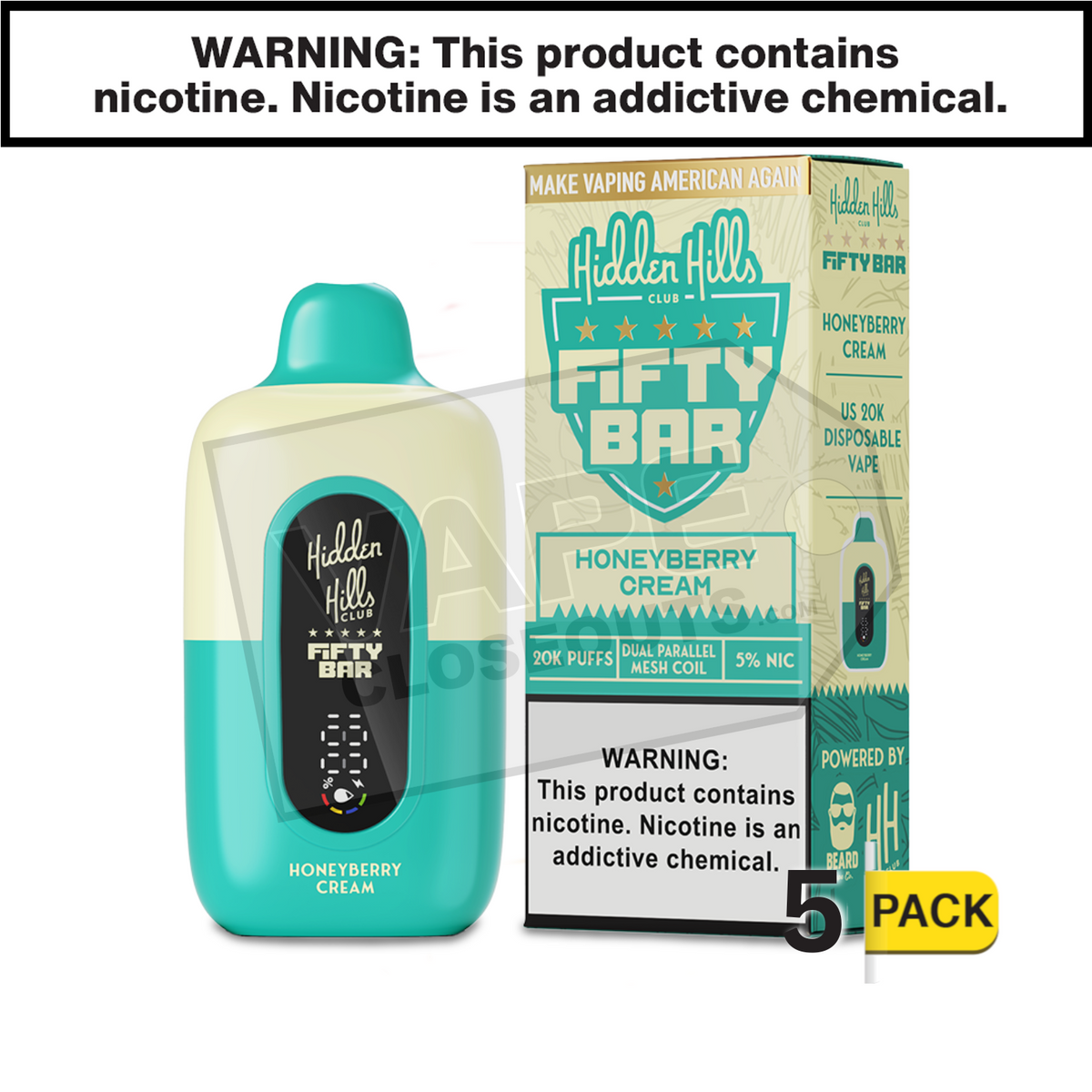 Honeyberry Cream Fifty Bar 20K Hidden Hills Disposable Vape Honeyberry Cream Fifty Bar 20K Hidden Hills Disposable Vape