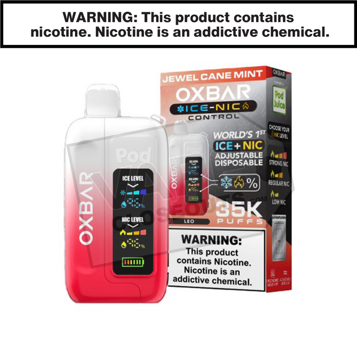 jewel disposable vape Jewel Cane Mint OXBAR X Pod Juice Ice-Nic Control 35K Disposable Vape