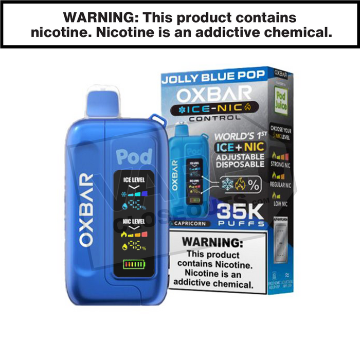jolly blue pop oxbar ice nic control pod juice edition 35000 puffs Disposable Vape