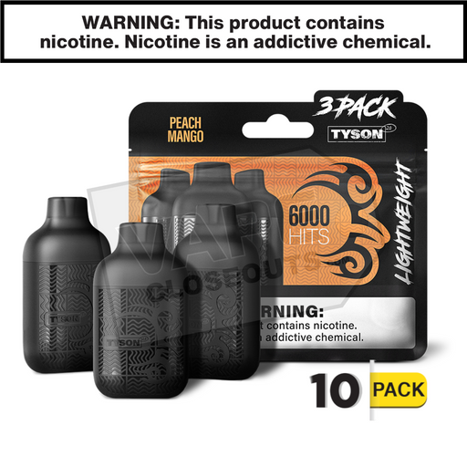 Peach Mango Tyson 2.0 Lightweight 6k Puff Disposable Vape (3-Pack)
