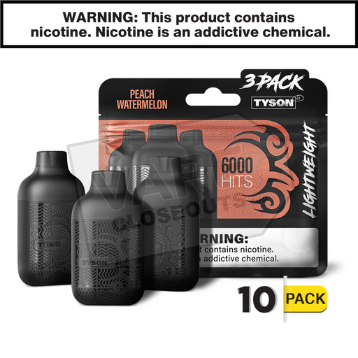 Peach Watermelon Tyson 2.0 Lightweight 6k Puff Disposable Vape (3-Pack)
