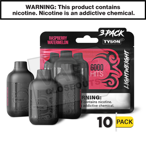 Raspberry Watermelon Tyson 2.0 Lightweight 6k Puff Disposable Vape (3-Pack)
