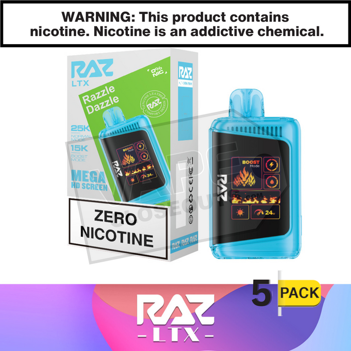 Razzle Dazzle RAZ LTX 25K Zero Nicotine Disposable Vape 5 pack