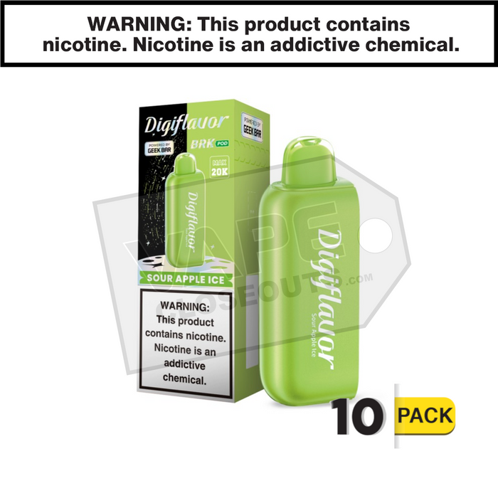 Sour Apple Ice Geek Bar DigiFlavor BRK Pod 20K Disposable Vape Sour Apple Ice Geek Bar DigiFlavor BRK Pod 20K Disposable Vape