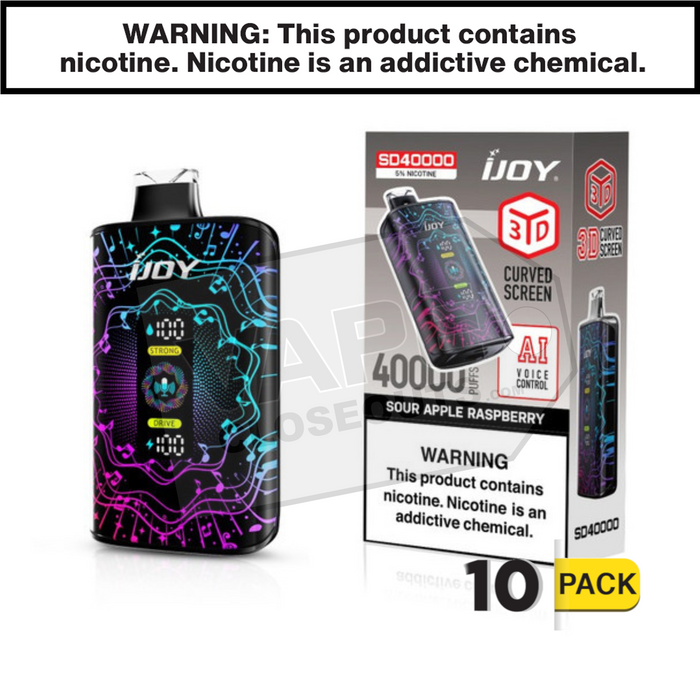 Sour Apple Raspberry iJoy Bar SD40000 Disposable Vape 10 pack