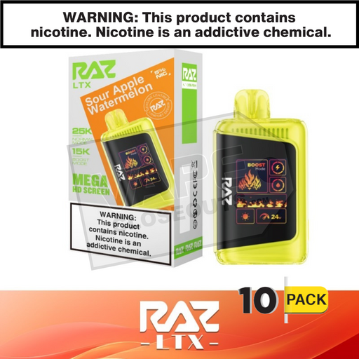 Sour Apple Watermelon RAZ LTX 25K 10 Pack