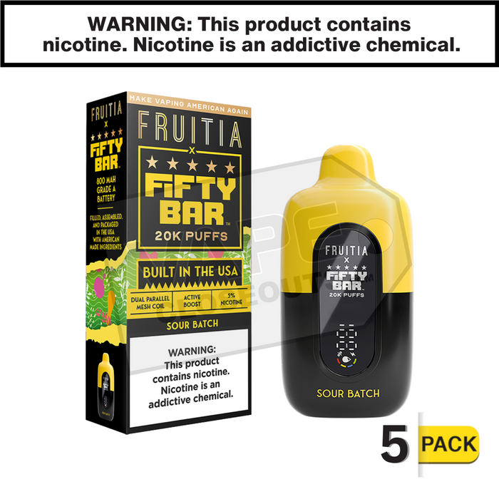 Sour Batch Fifty Bar Fruitia 20K Disposable Vape
