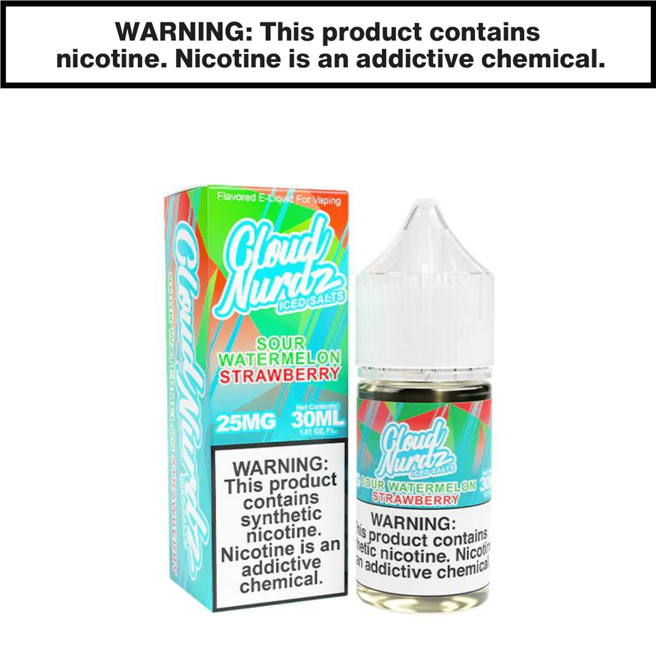 Sour Watermelon Strawberry Iced Freebase Cloud Nurdz eJuice 