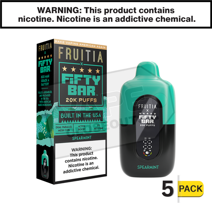 Spearmint Fifty Bar Fruitia 20K Disposable Vape
