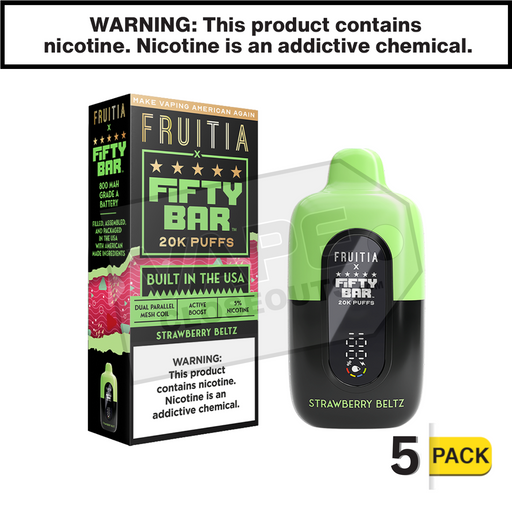 Strawberry Beltz Fifty Bar Fruitia 20K Disposable Vape
