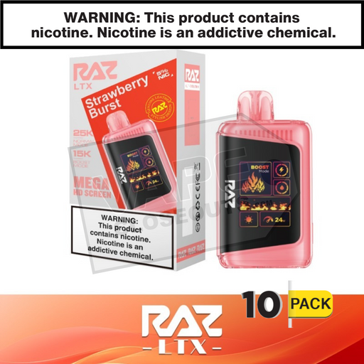 Strawberry Burst RAZ LTX 25K Disposable Vape 10 Pack