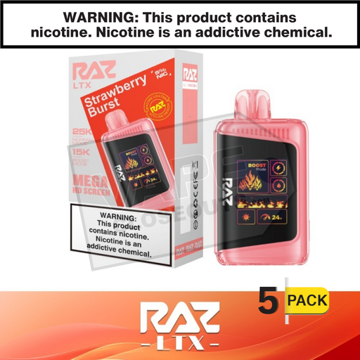 Strawberry Burst RAZ LTX 25K Disposable Vape 5 Pack