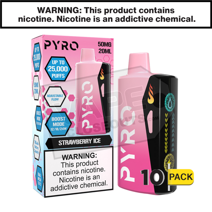 Strawberry Ice Pyro Boost 25K Disposable Vape 10 Pack