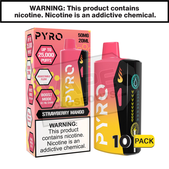 Strawberry Mango Pyro Boost 25K Disposable Vape 10 Pack