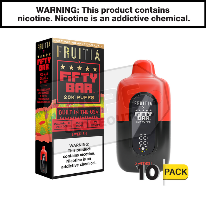 Swedish Fifty Bar Fruitia 20K Disposable Vape 10 pack