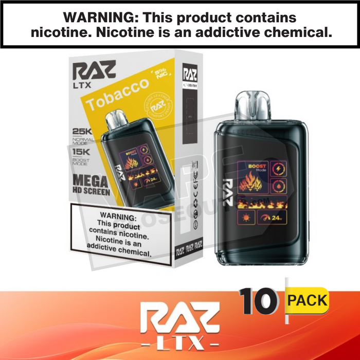 Tobacco RAZ LTX 25K Disposable Vape 10 Pack