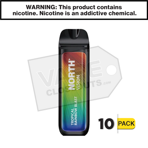 tropical rainbow blast north vision 15000 puff disposable vape 10 pack