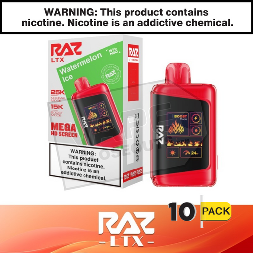 Watermelon Ice RAZ LTX 25K Disposable Vape 10 Pack