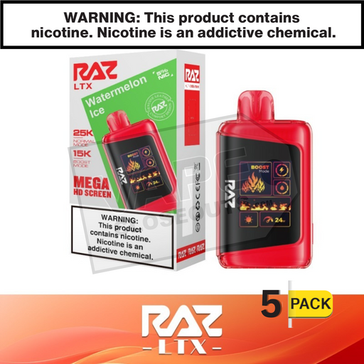 Watermelon Ice RAZ LTX 25K Disposable Vape 5 Pack