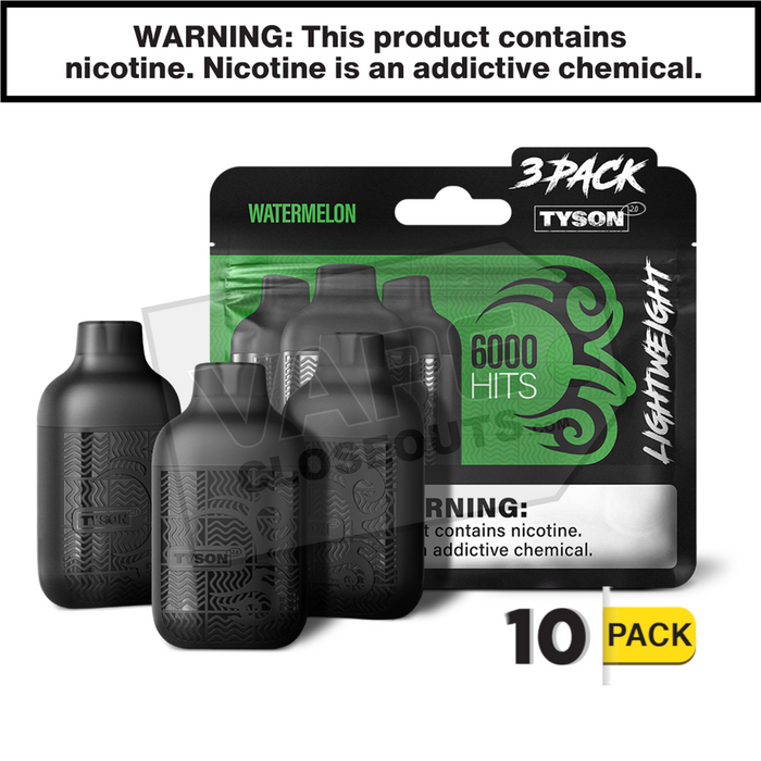 Watermelon Tyson 2.0 Lightweight 6k Puff Disposable Vape (3-Pack)
