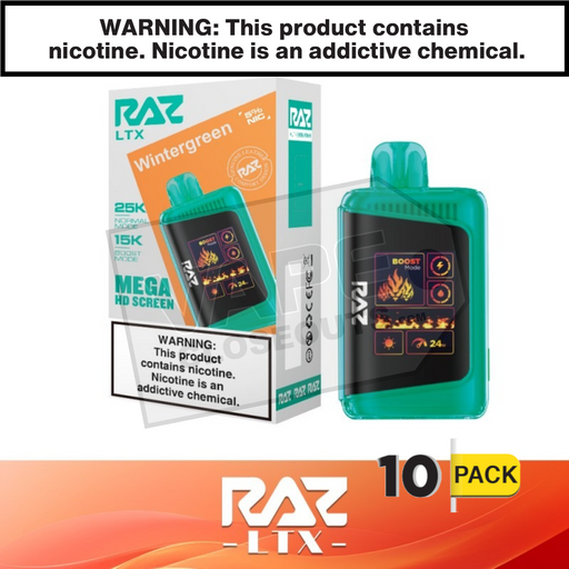 Wintergreen RAZ LTX 25K Disposable Vape 10 Pack